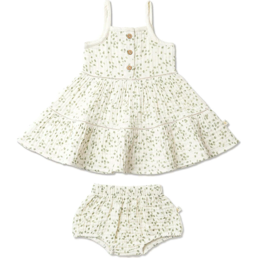Organic Buttoned Tiered Dress