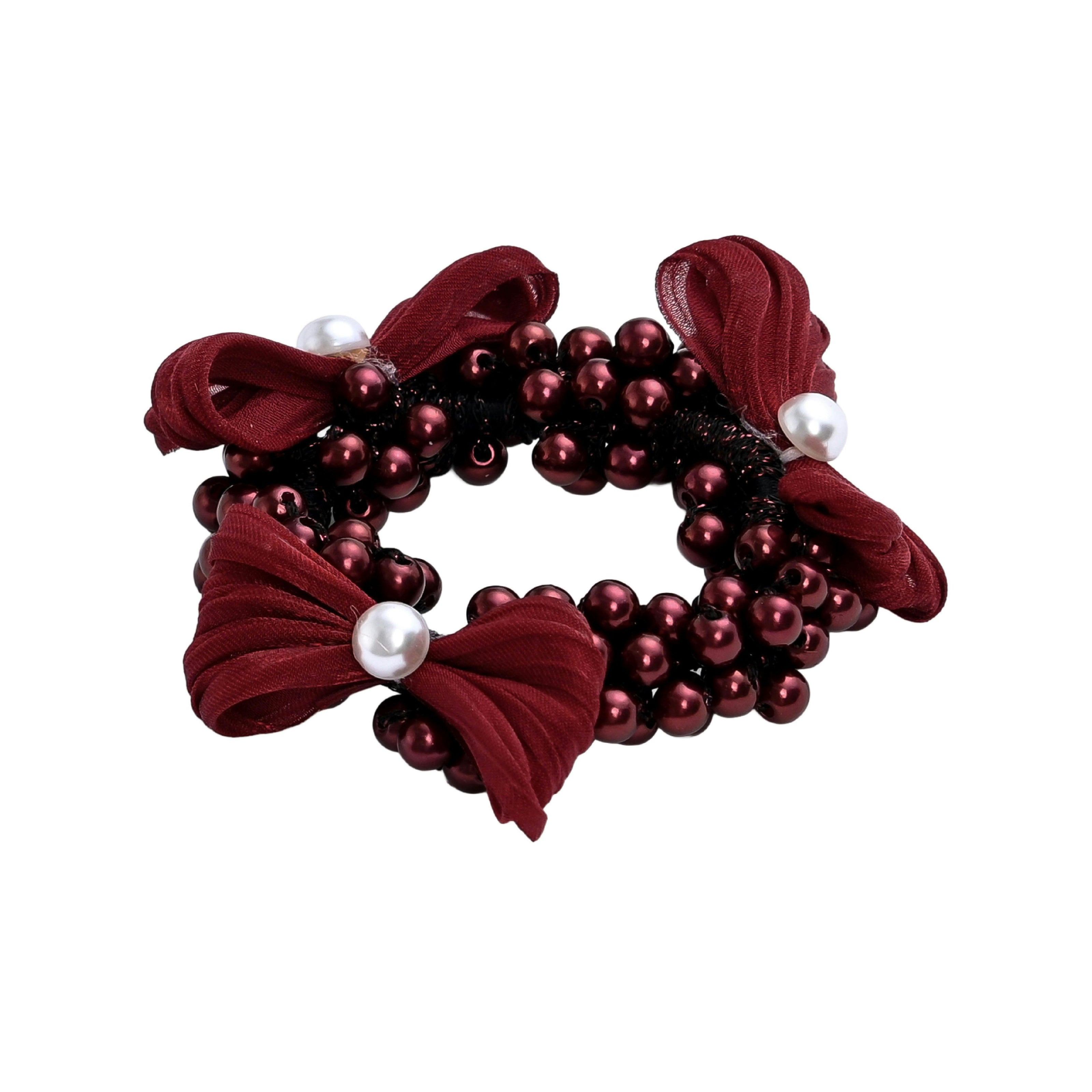 Pearl Cluster Bow Scrunchie Set