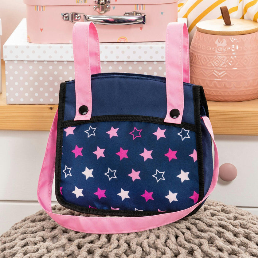 Bayer Design Dolls: Xeo Twin Pram - Stars Navy & Pink