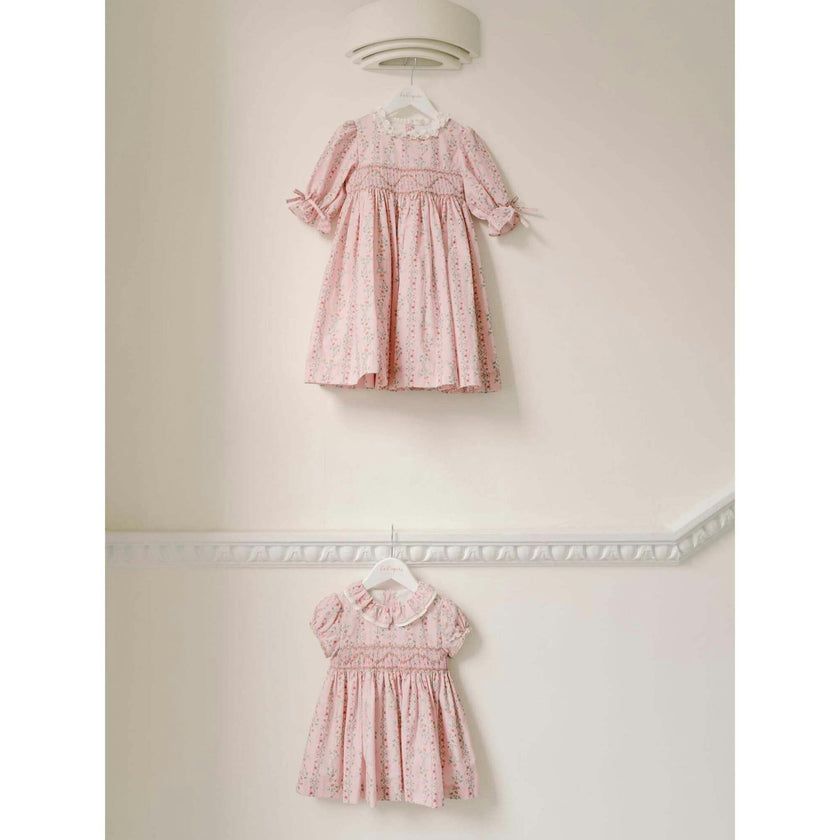 Pink Garland Floral Sara Baby Girl Hand-Smocked Set