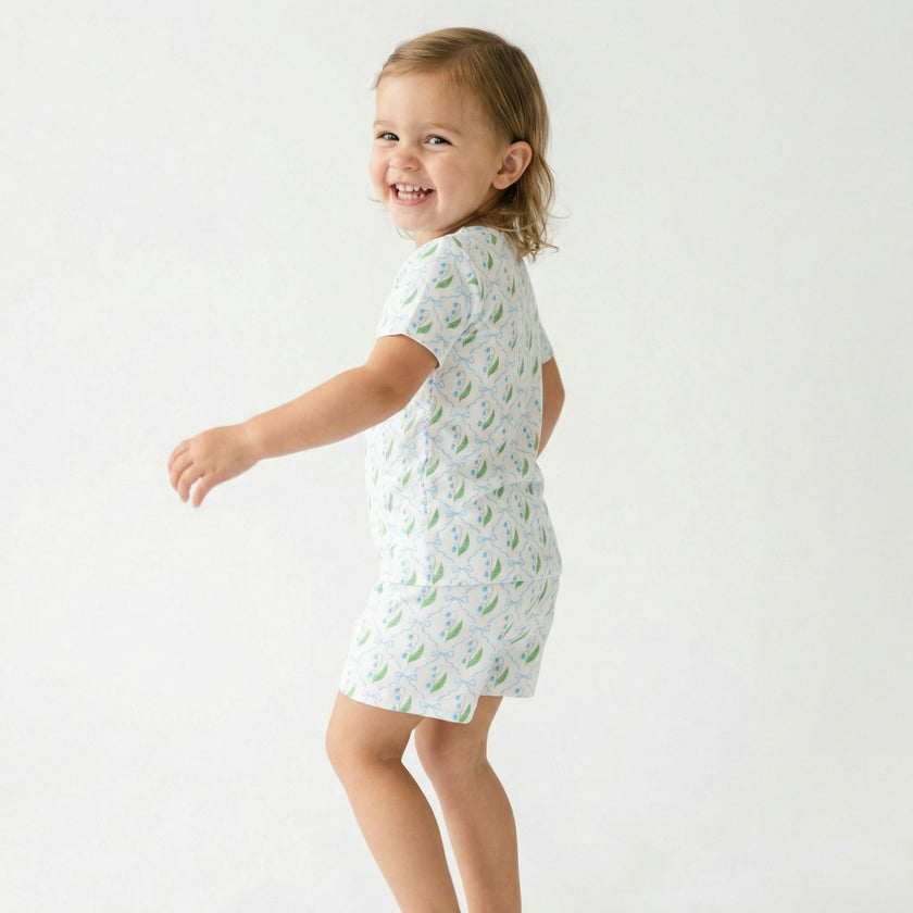 Bluebell Bows Short Sleeve & Shorts Bamboo Toddler Pajama Set