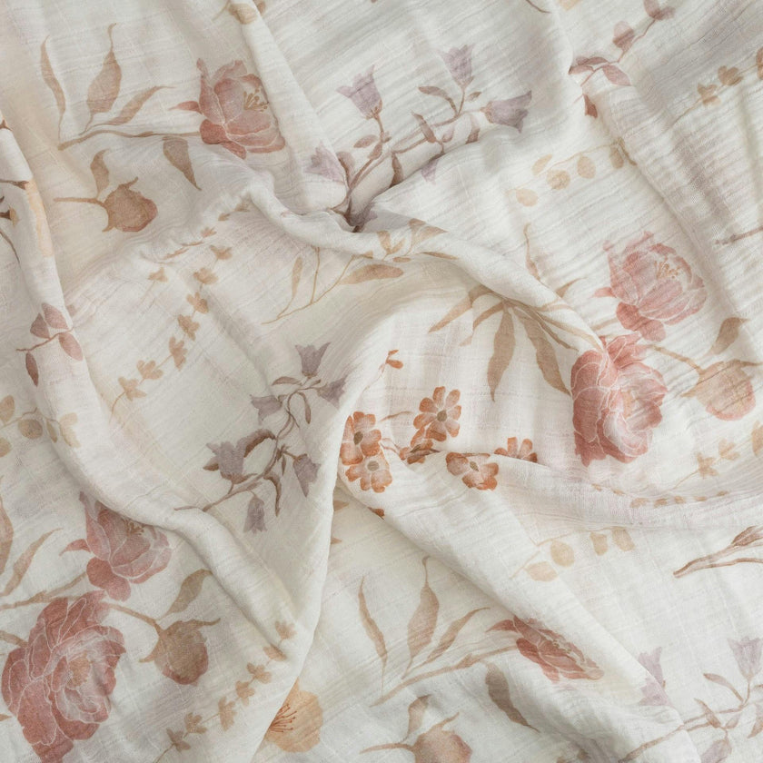 Violet Cotton Muslin Swaddle Blanket Set (Wildflower, Set of 3)