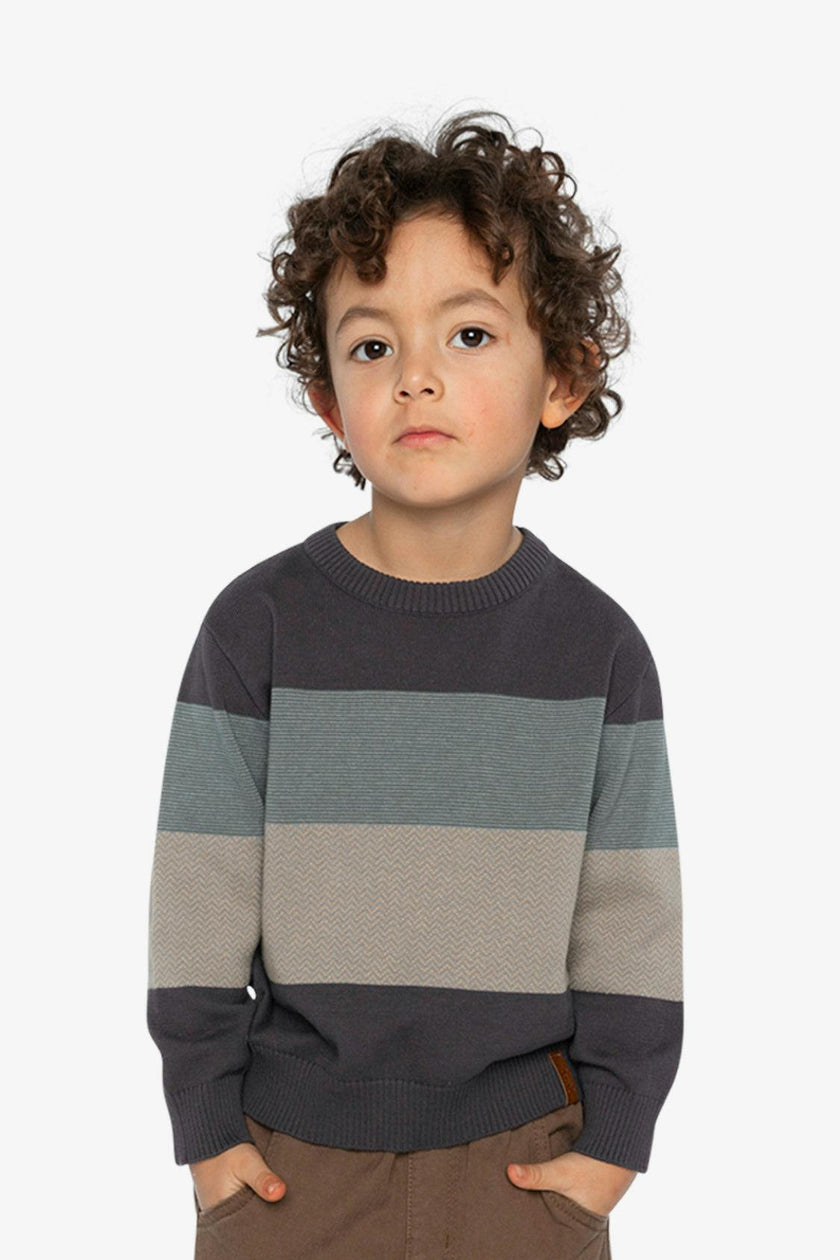 Colorblock Knit Sweater Black And Beige