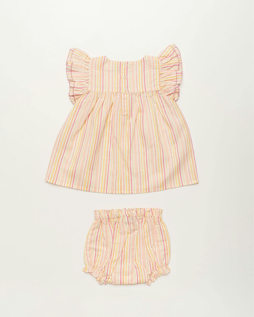 Sienna Baby Dress & Bloomer Set - Pink Stripes
