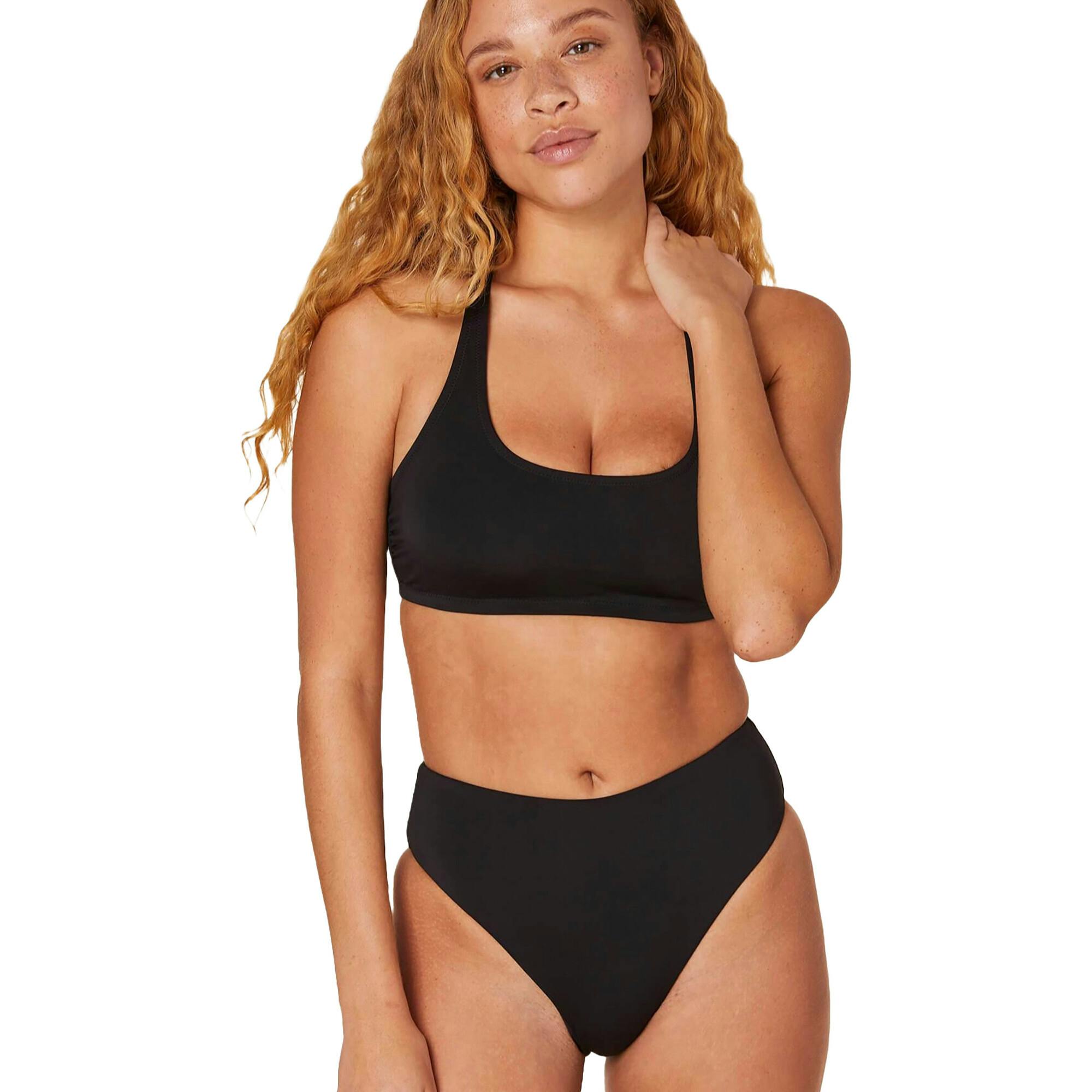 The 90s High Waist Bikini Bottom - Eco Nylon - Black