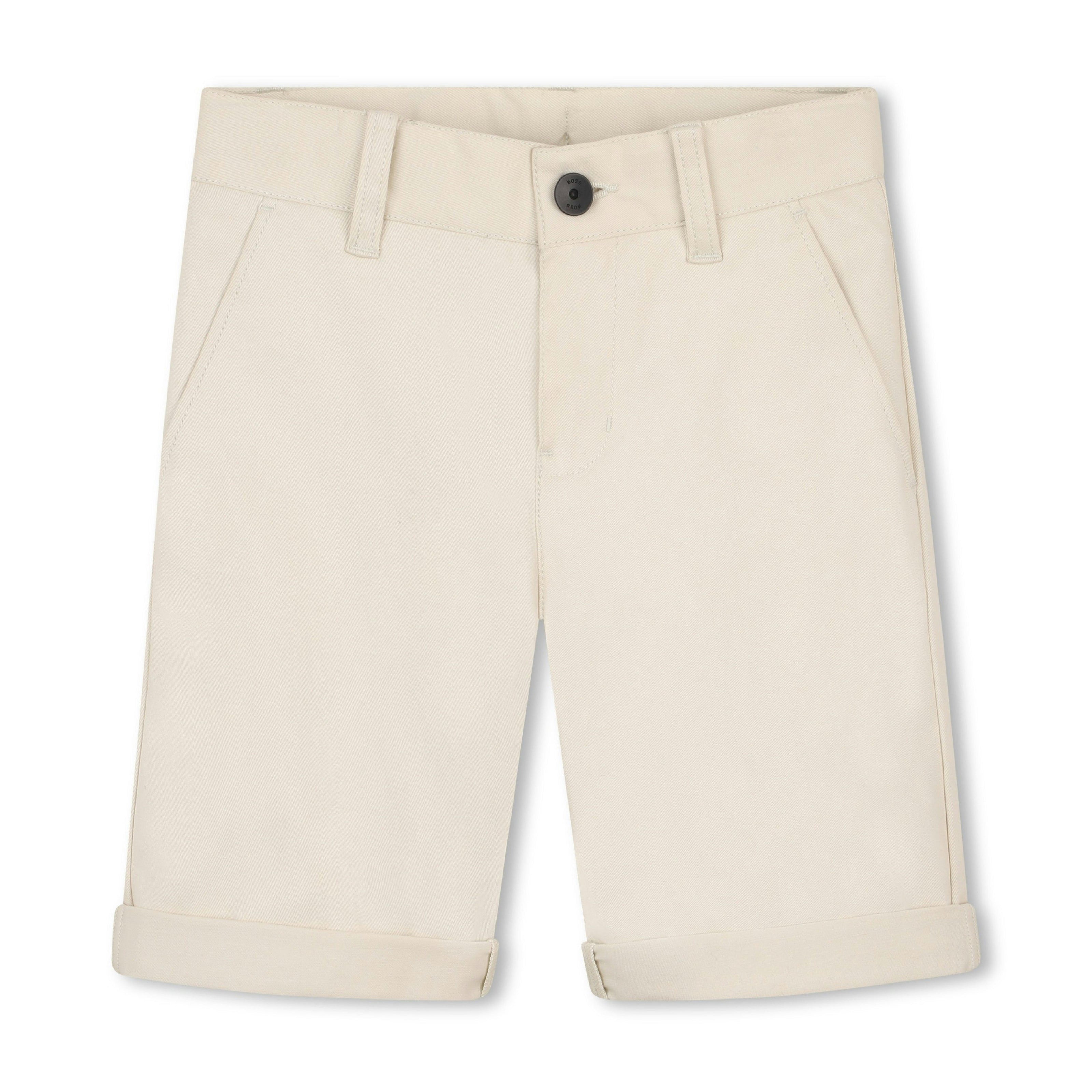 Beige Casual Folded Shorts