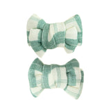 Pigtail Bow Hair Clips Set of 2 | Fern Plaid