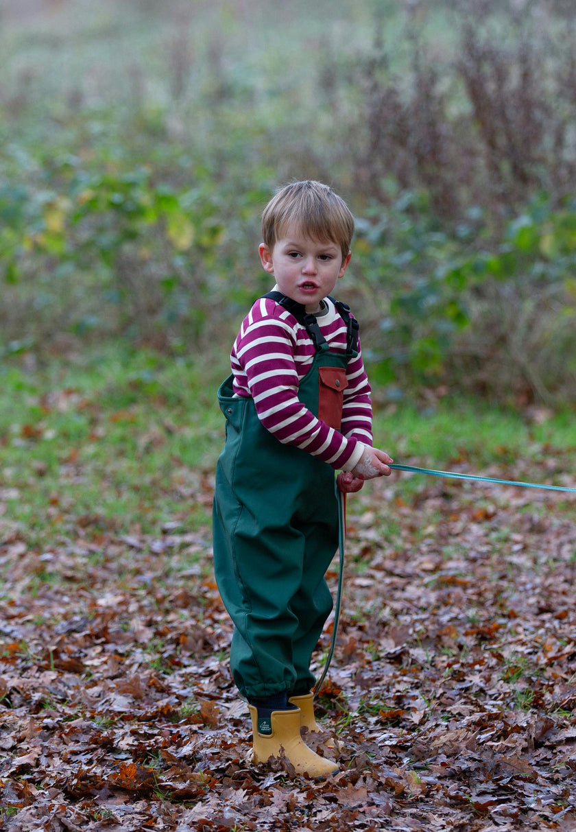 Olive Recycled Lined Waterproof Dungarees, Green