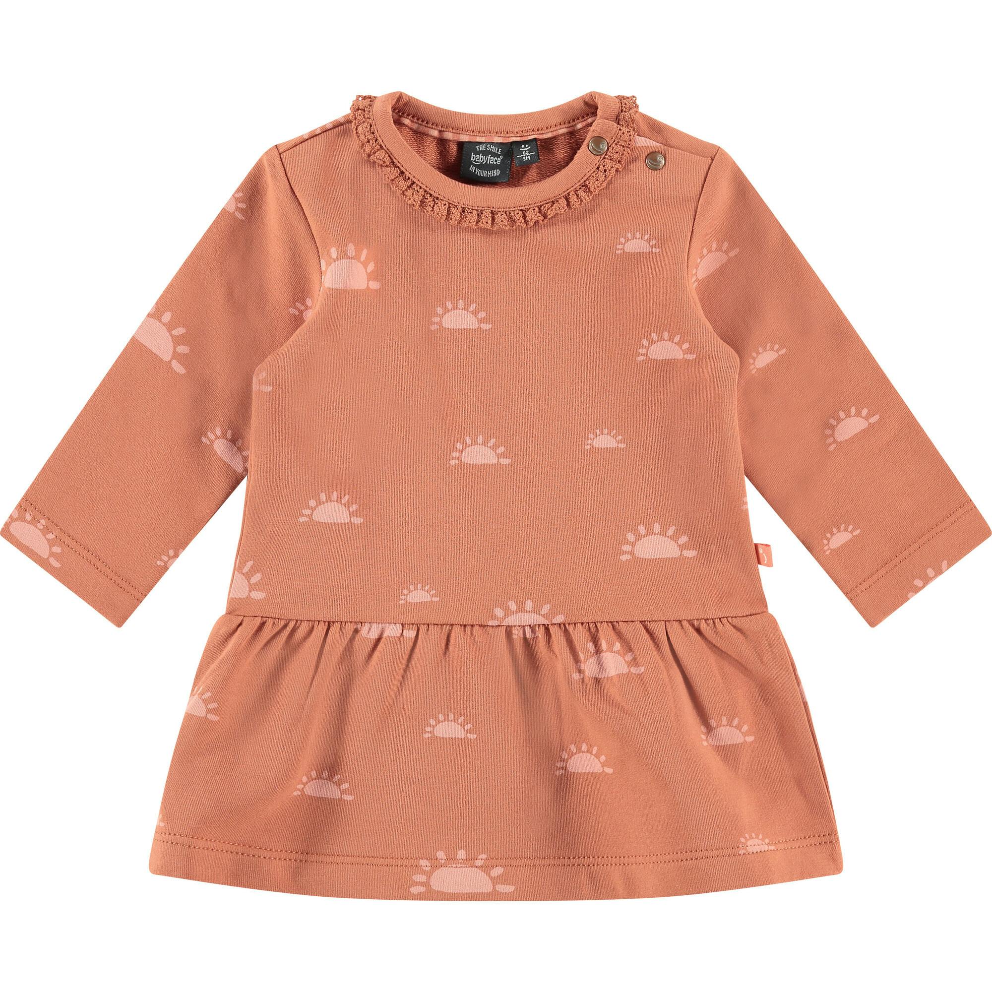 Long Sleeve Peplum Waist Sun Graphic Print Dress