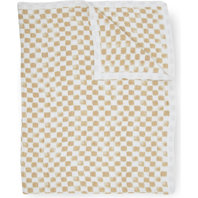 Cotton Muslin Quilted Throw - Adobe Checker