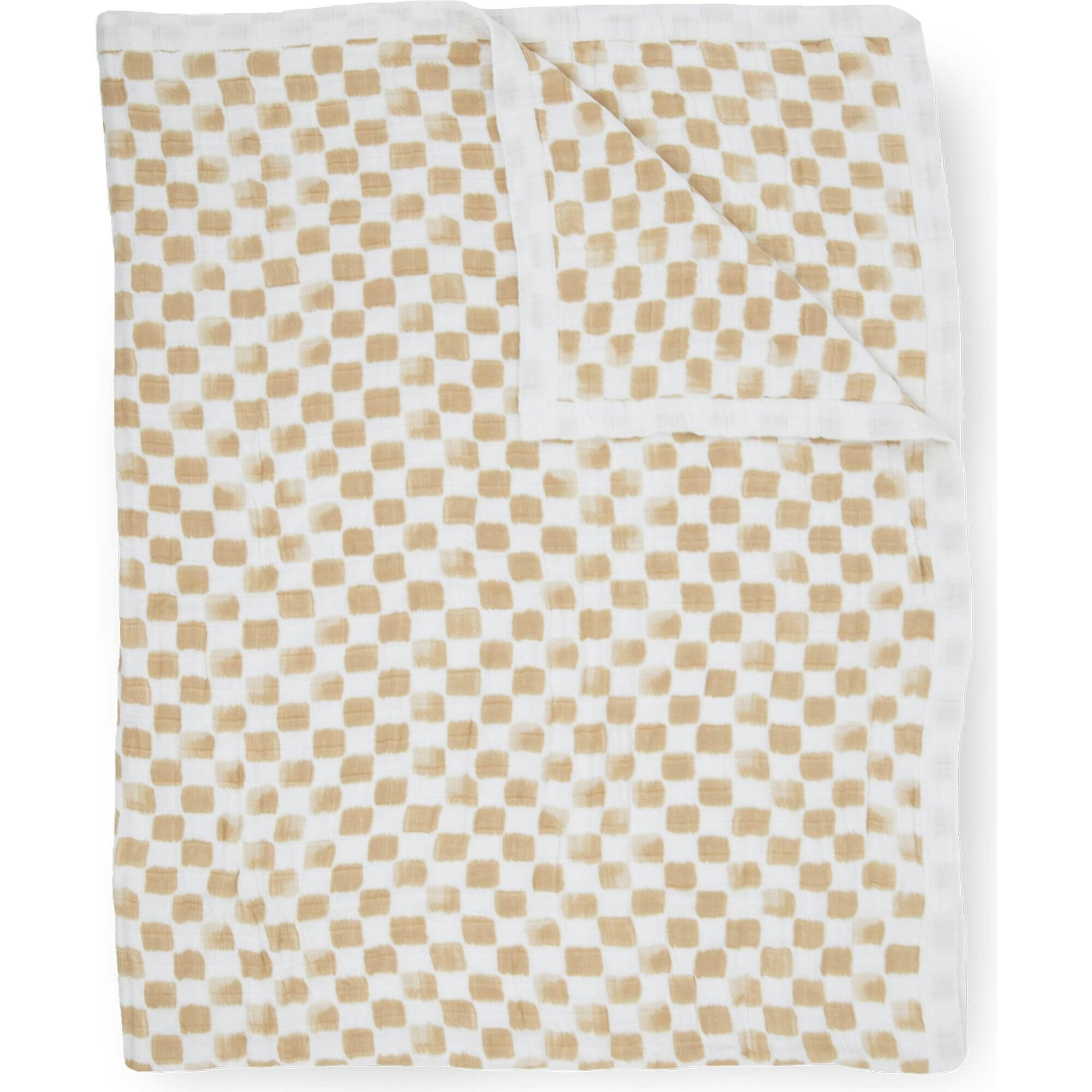 Cotton Muslin Quilted Throw - Adobe Checker