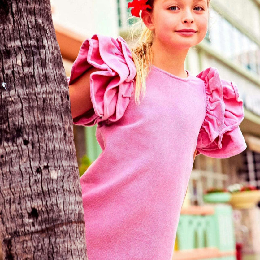 Pink Princess Ruffle Denim Dress