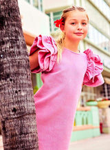 Pink Princess Ruffle Denim Dress