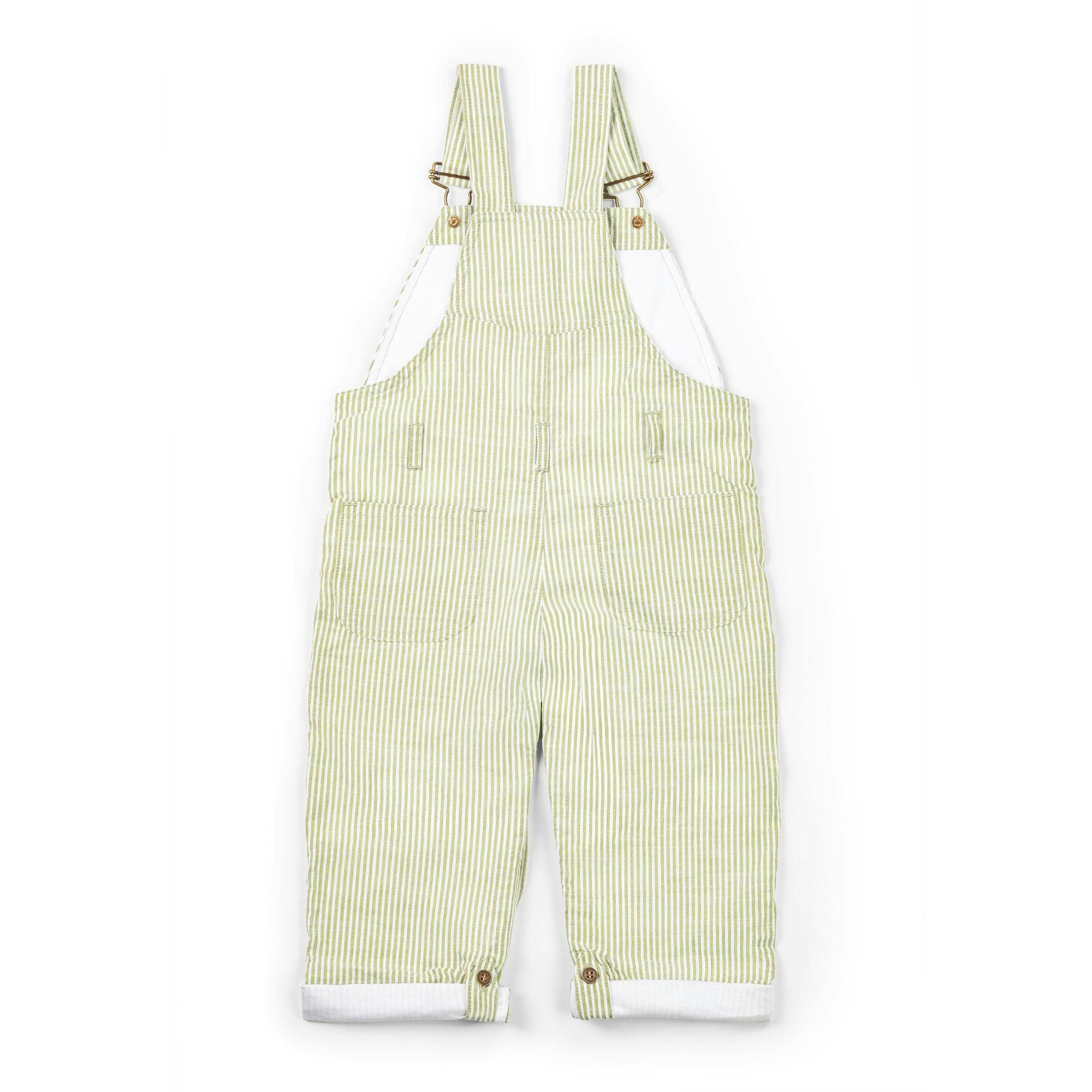 Olive Seersucker Overalls