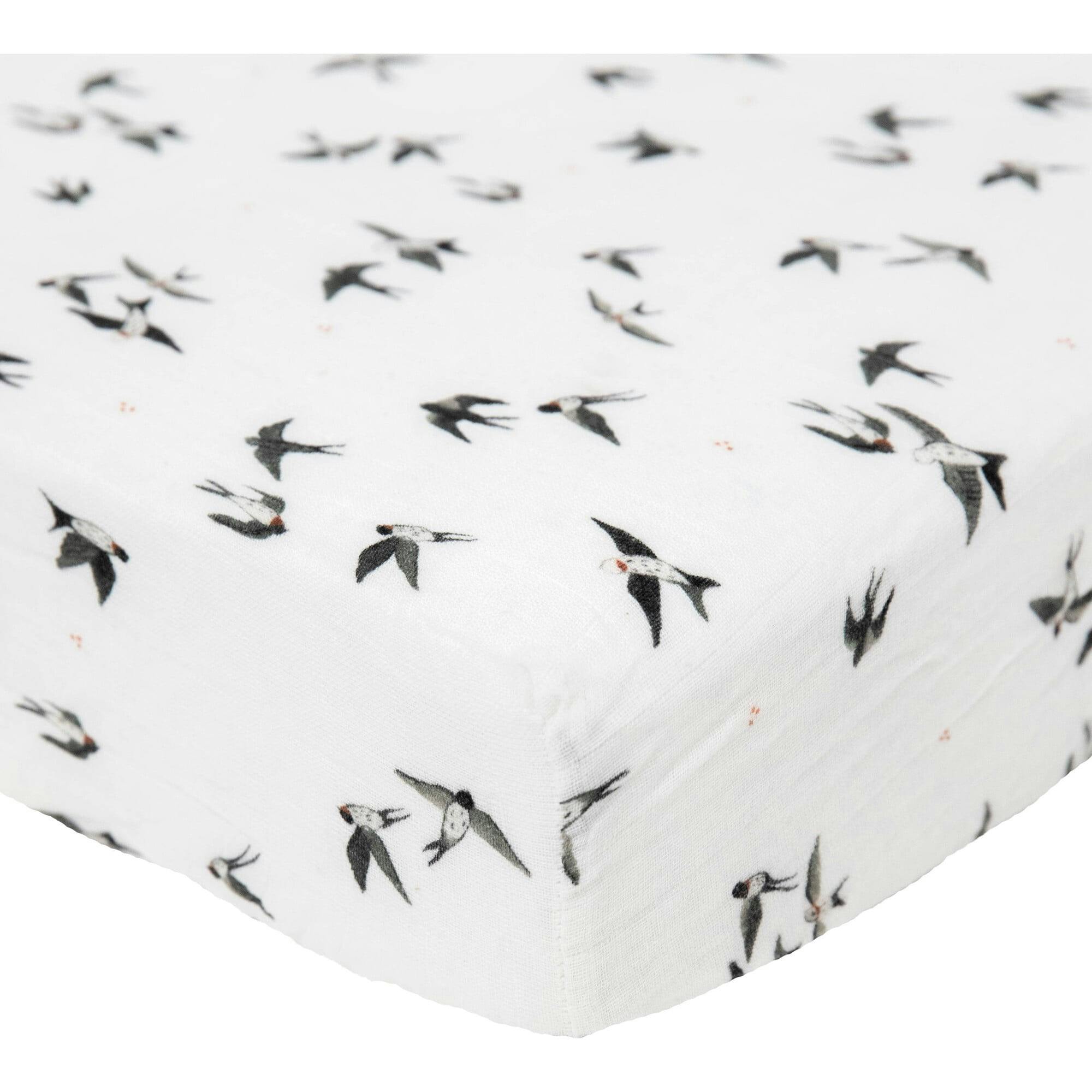Organic Cotton Muslin Crib Sheet - Swallows