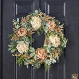 Pistachio Latte Hydrangea and Peony Everyday Front Door Fall Wreath
