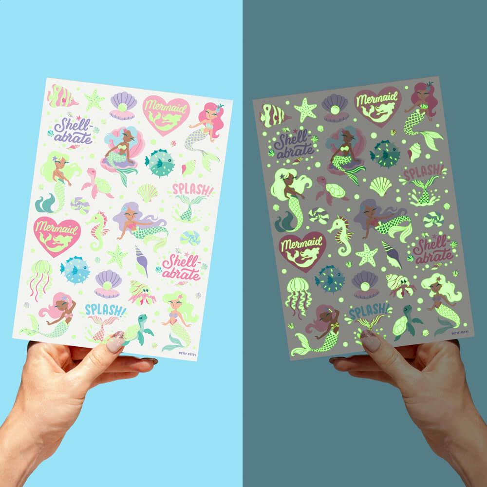 Mermaid Glo Tats - 48 glow in the dark tattoos