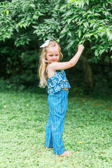 Indigo Floral Print Top and Pant Set — Cotton Girls Co-Ord | 0-13 Years