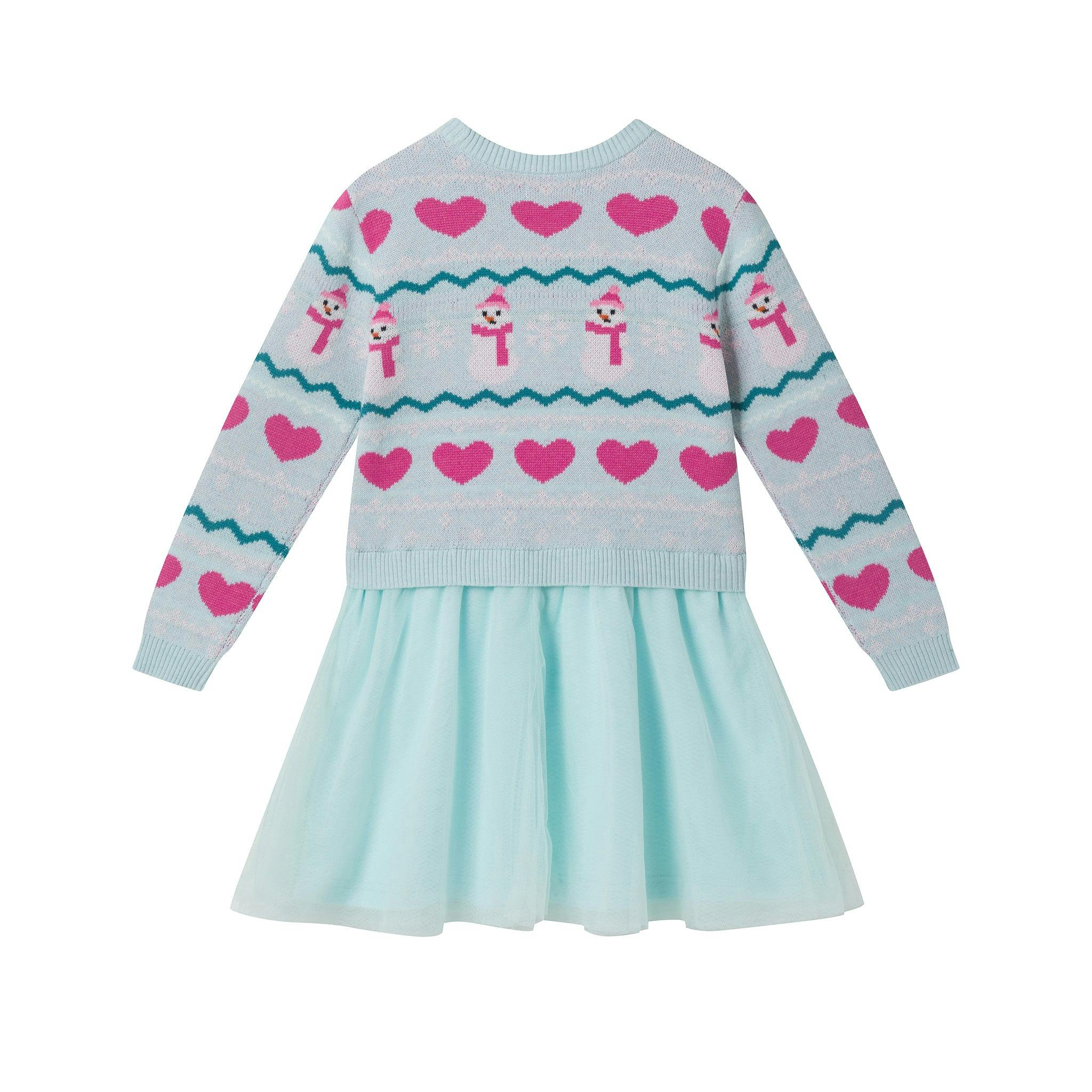 Girls Sweater Dress | Snowmen & Hearts
