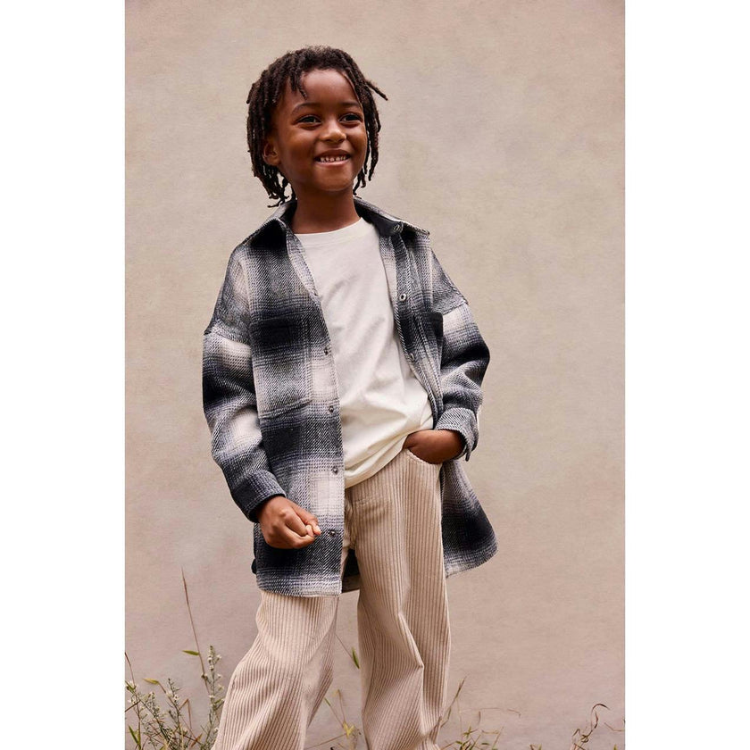 Elongated Oversized Plaid Shirt Jacket
