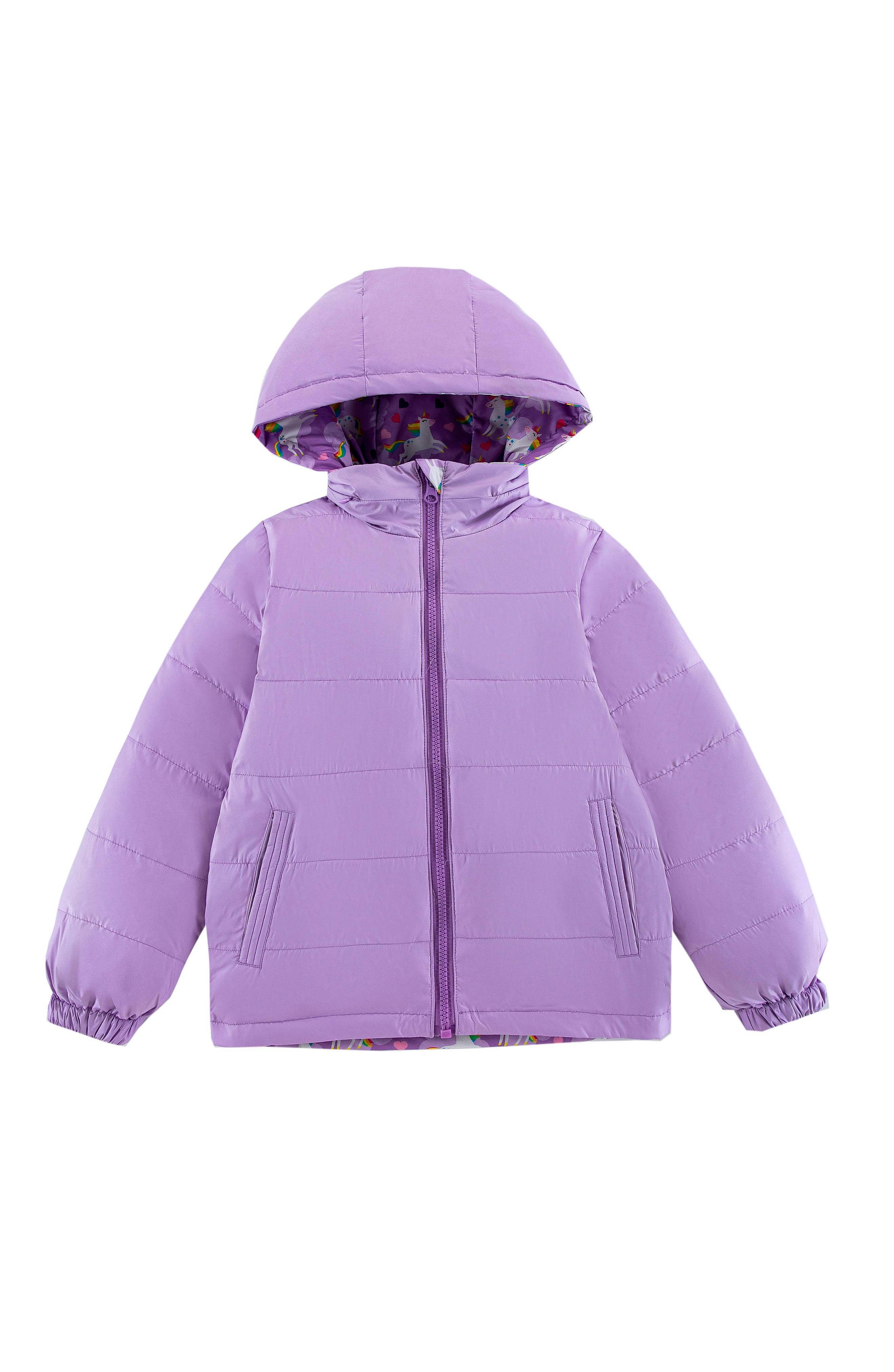 Blake Hooded Reversible Lightweight Down Puffer Jacket, Flying Unicorn