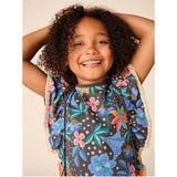 Crochet Trim Ruffle Dress, Black