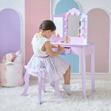 Stardust Gisele Wood Vanity Table with LED Mirror & Drawer