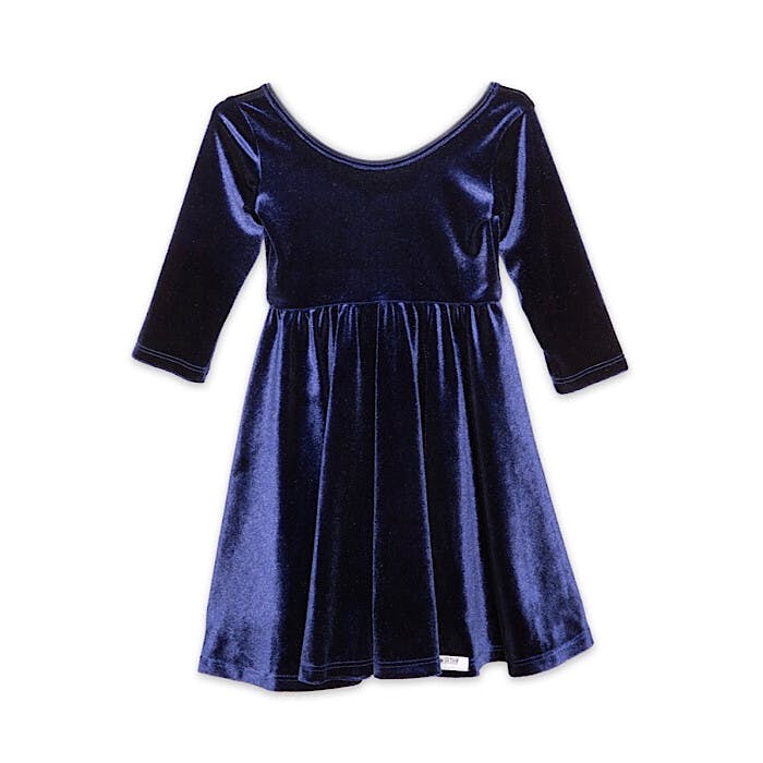 Twirly Stretch Velvet Scoop Back Long Sleeve Knit Dress