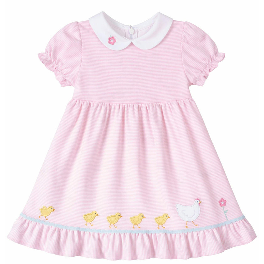 Stripe Knit Dress With Flowers