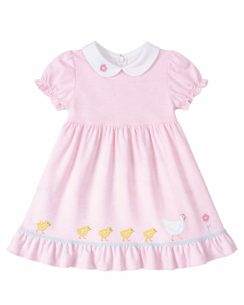 Stripe Knit Dress With Flowers