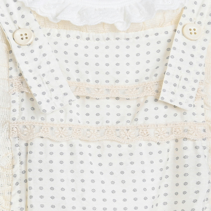 Beige Dotted Lace Romper