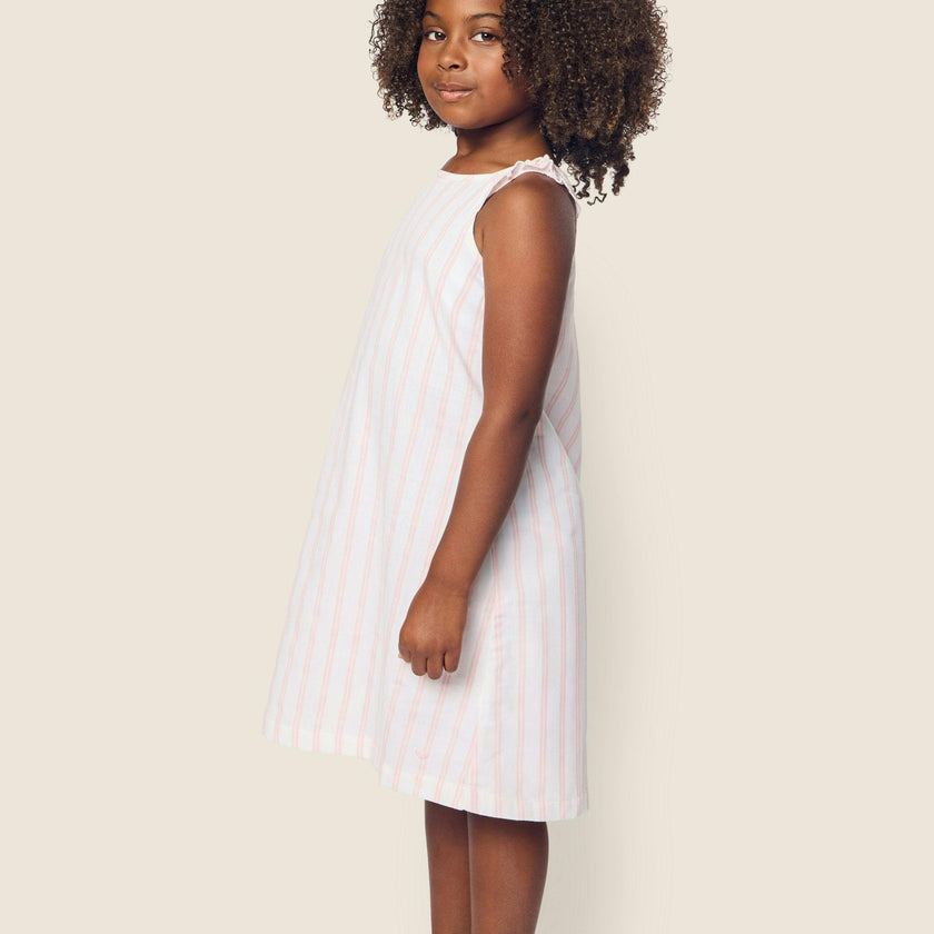 Girl's Twill Amelie Nightgown in Pink Stripe