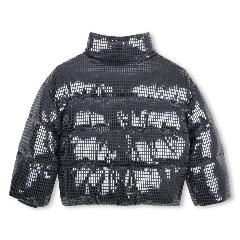 Grey Faceted Puffer Jacket
