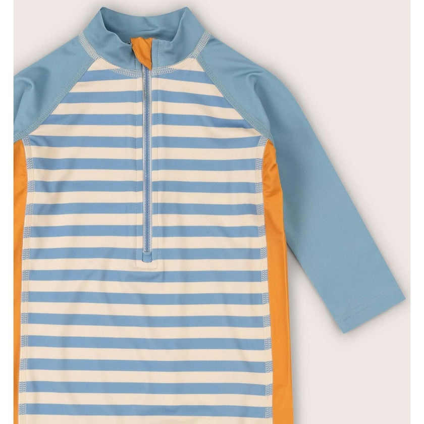 Hazy Blue Striped UPF 50 Recycled Sunsafe Sunsuit, Blue