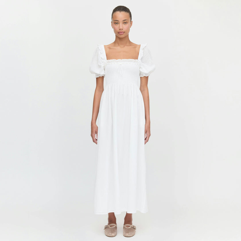 The Scarlett Nap Dress - White Shadow Stripe
