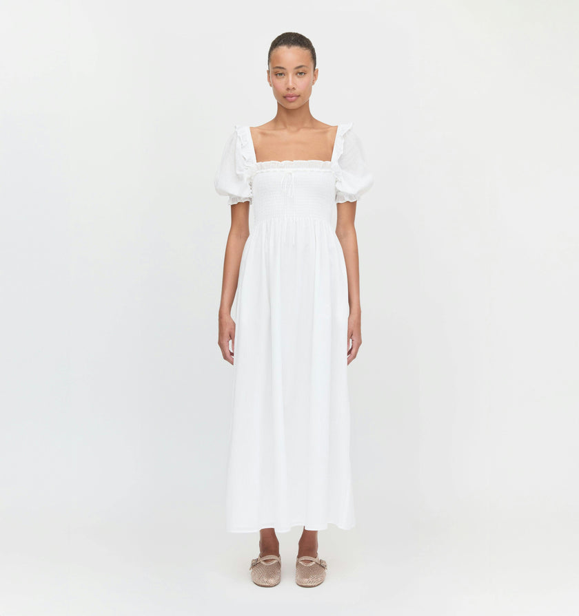 The Scarlett Nap Dress - White Shadow Stripe