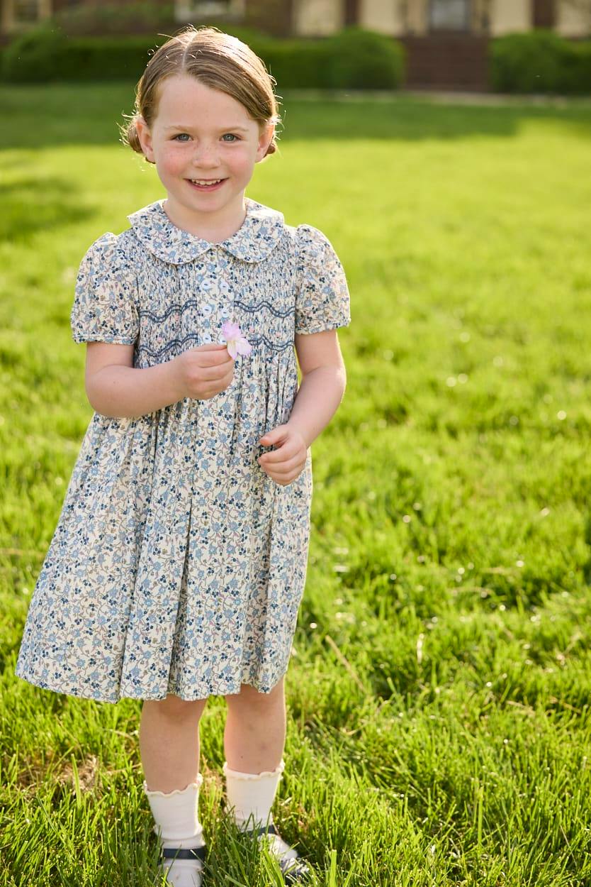 Smocked Bridget Dress - Wisteria Floral