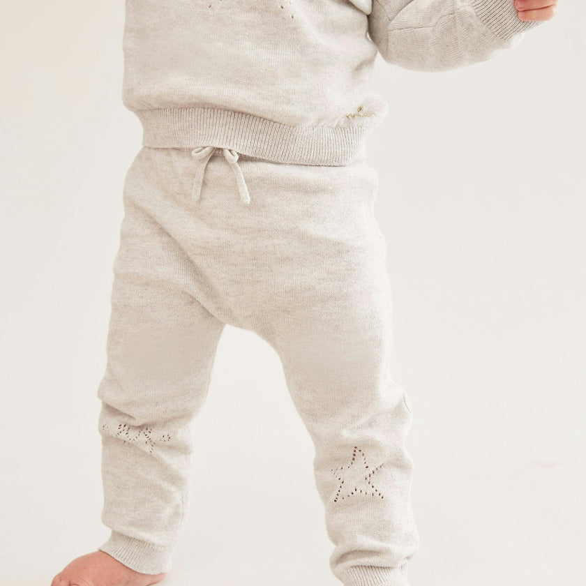 Pointelle Star Crawler Set - Grey