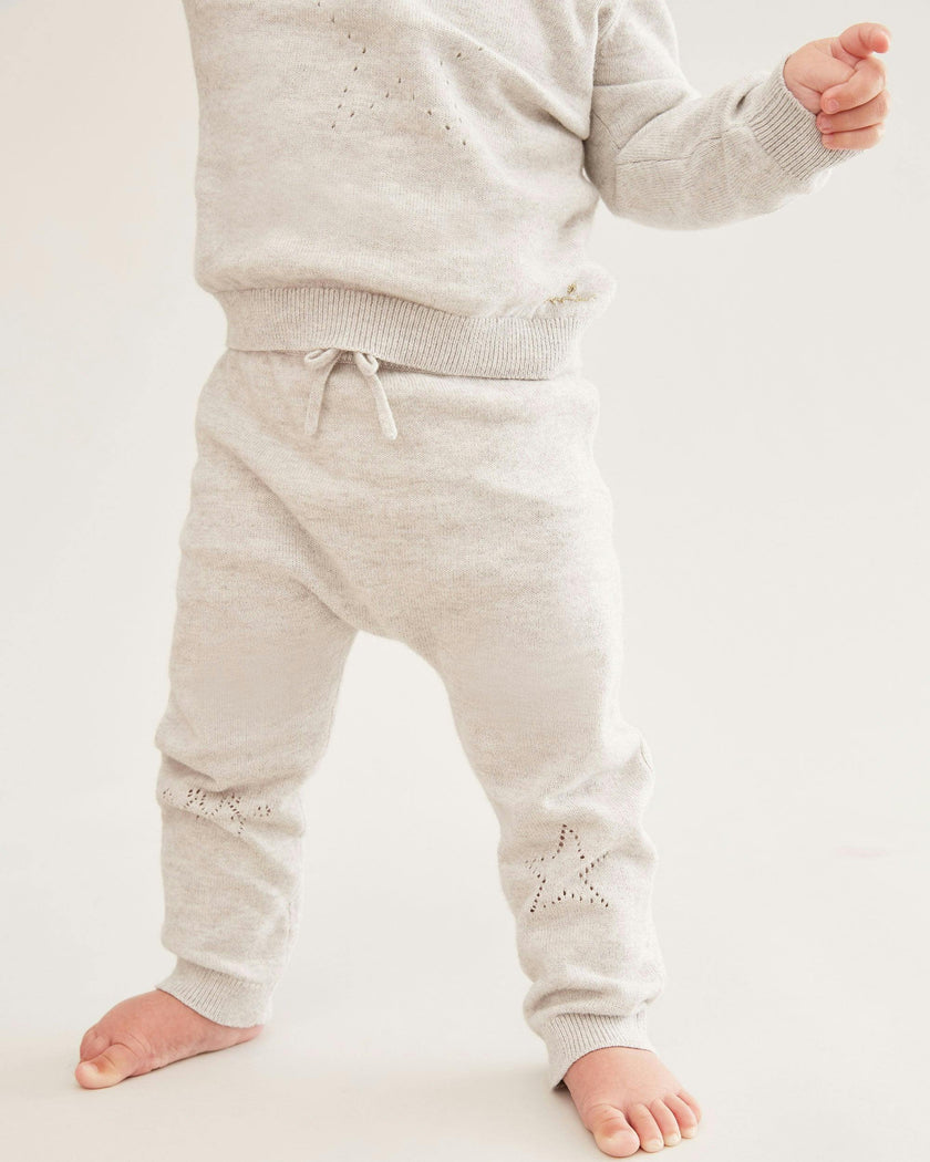 Pointelle Star Crawler Set - Grey