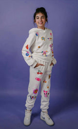 Graffiti Ice Cream Hoodie And Pant Set, White