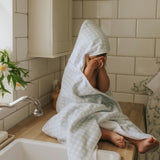 Picnic Gingham Children's Hooded Towel - Blue