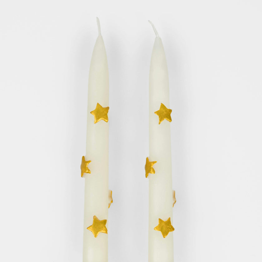 Gold Star Taper Candles