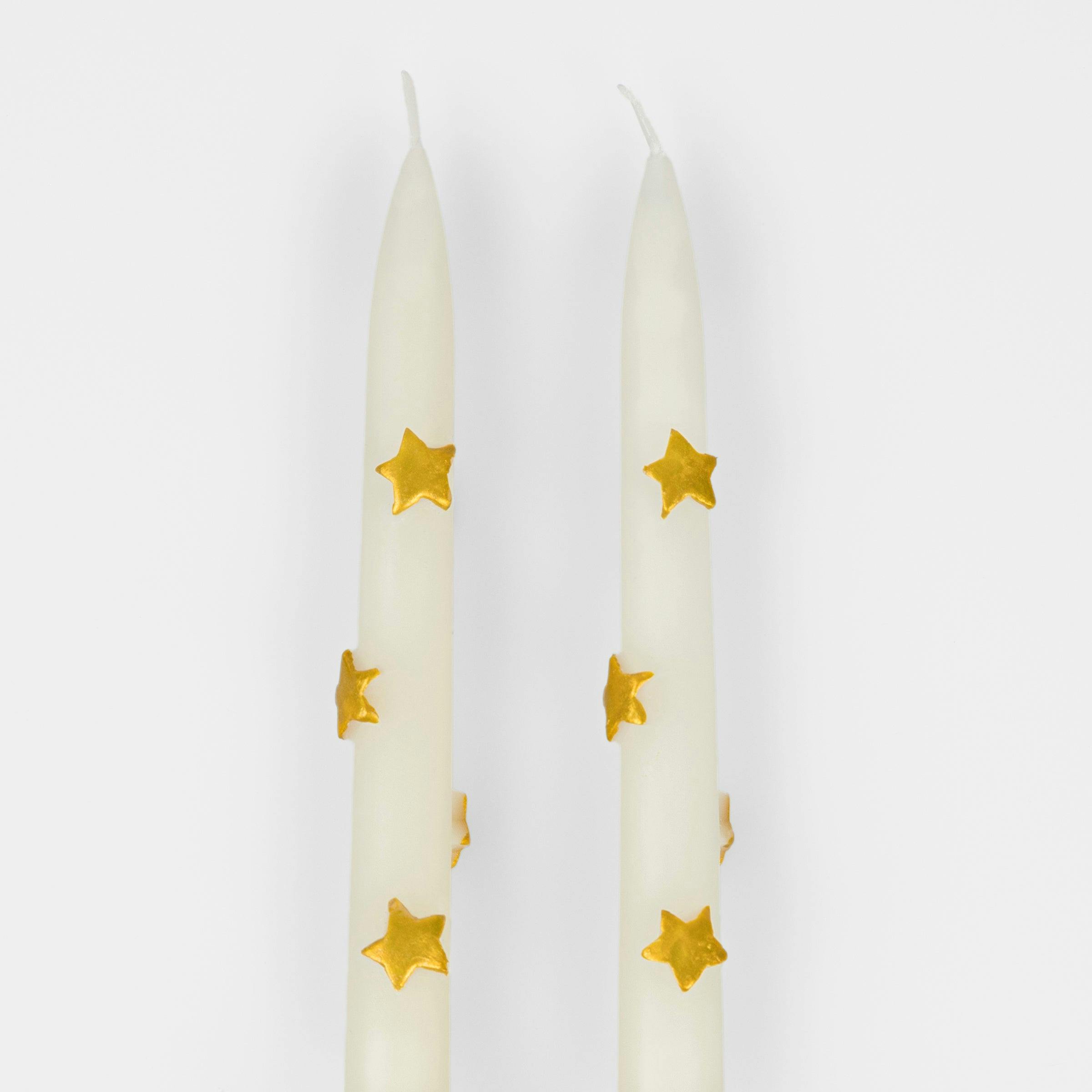 Gold Star Taper Candles