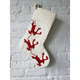 Handmade Christmas Stocking Cream Reindeer Red Arcadia Home