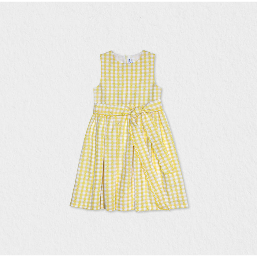 Etoile Girl Dress Sleeveless, Yellow Check
