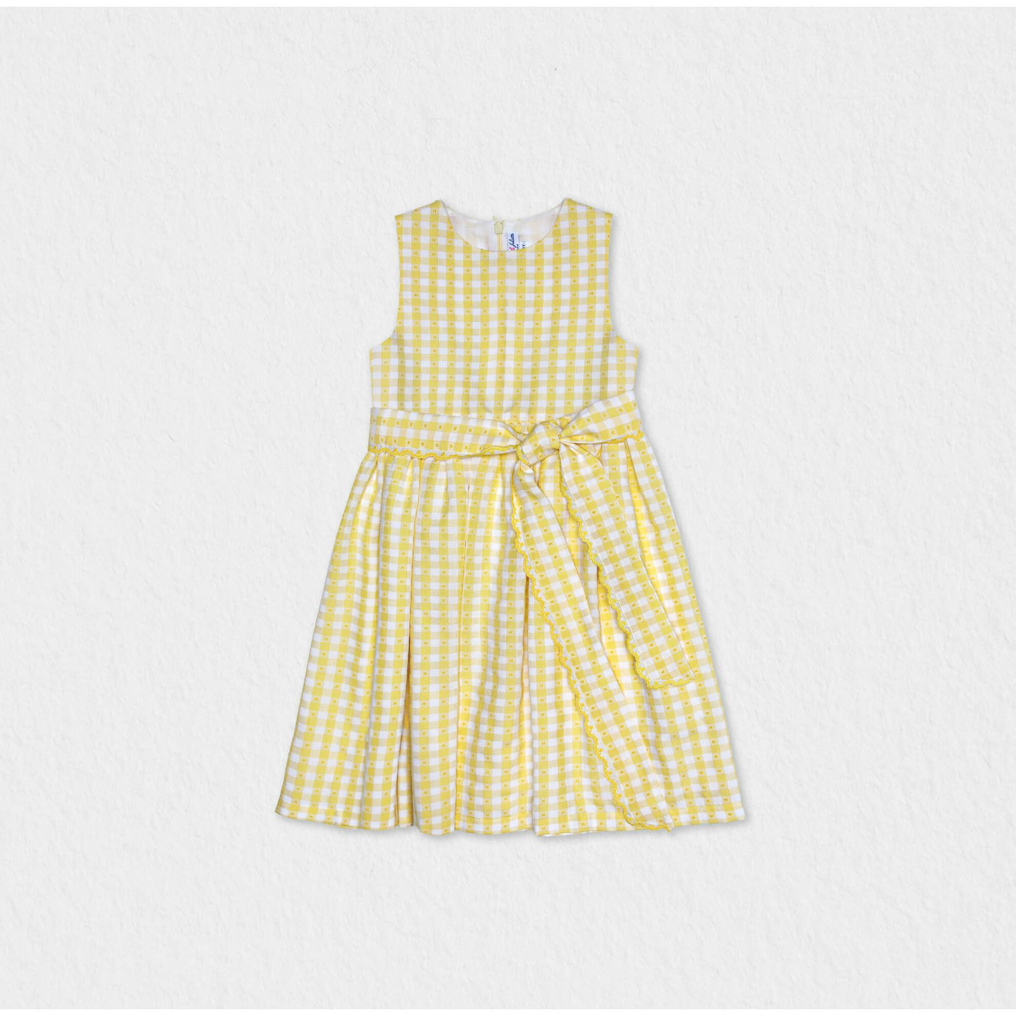 Etoile Girl Dress Sleeveless, Yellow Check