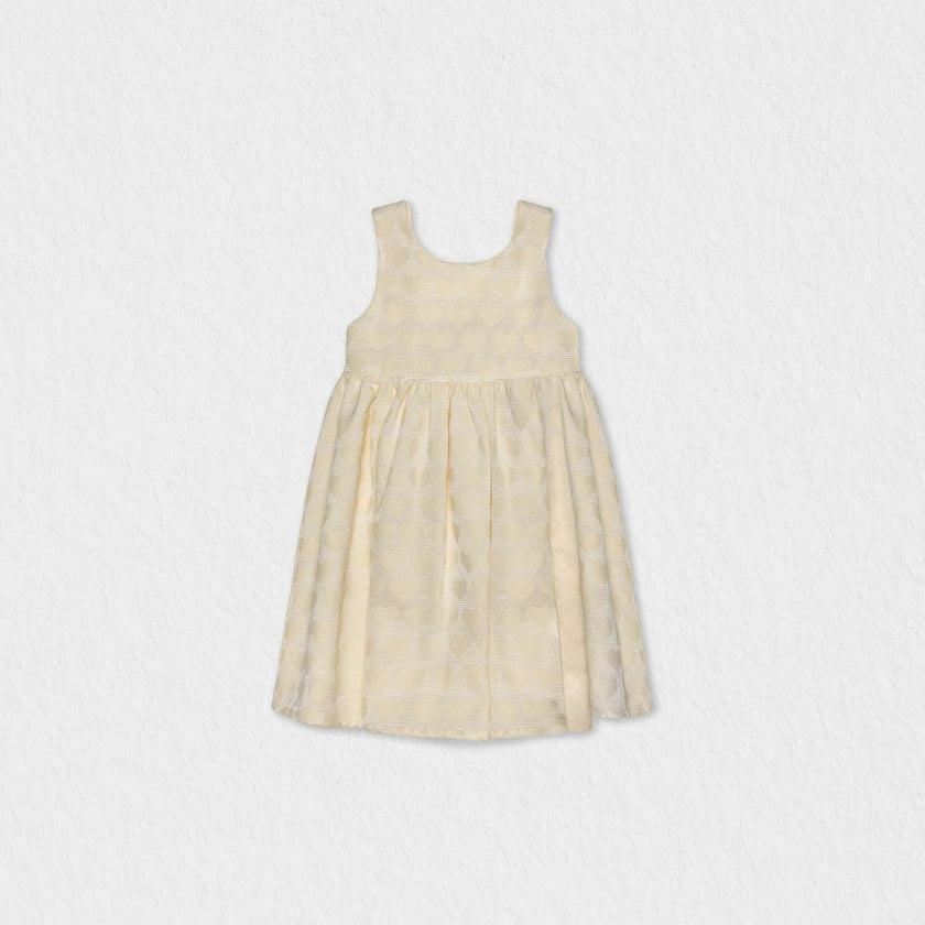 Bella Girl Dress Sleeveless, Off-White Hearts