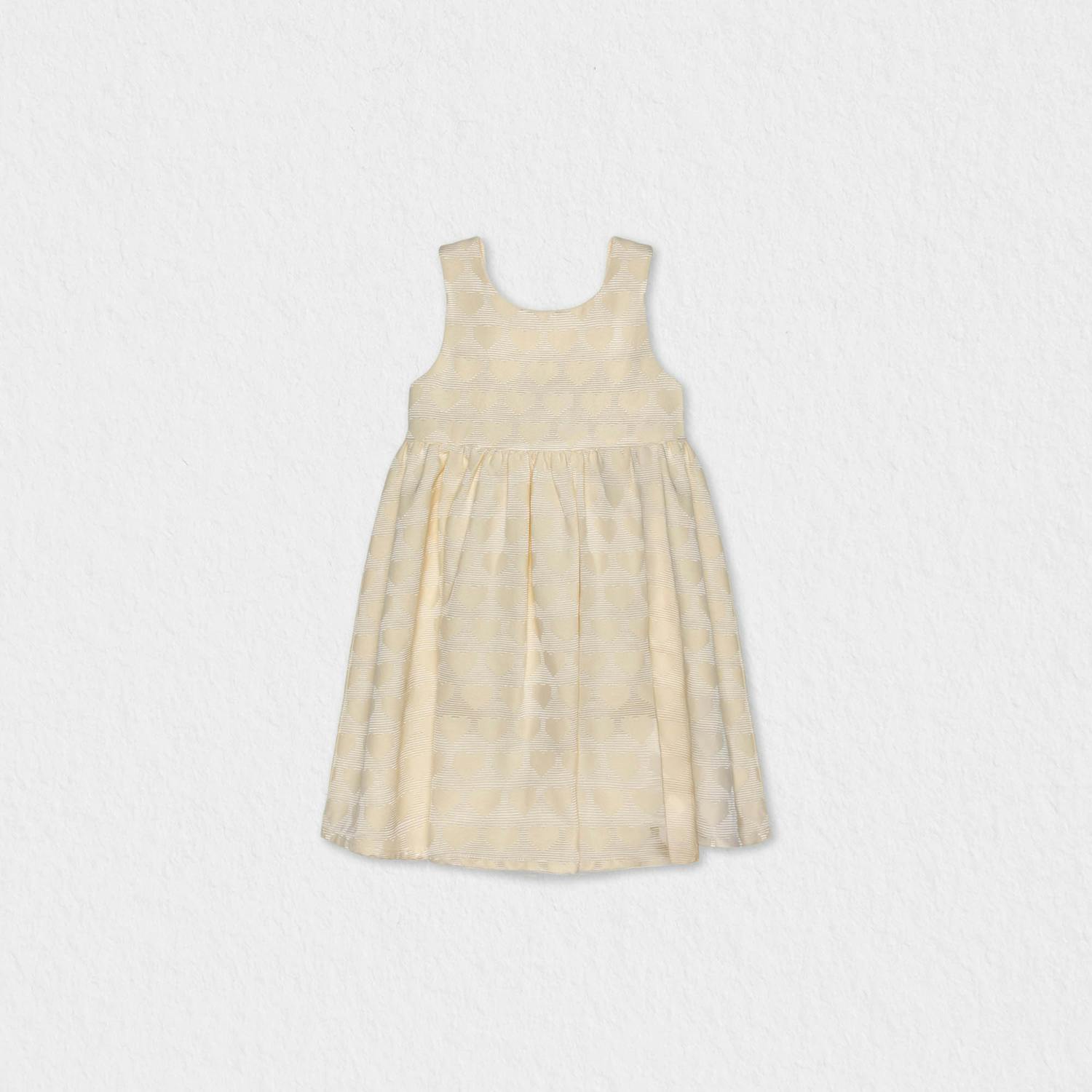 Bella Girl Dress Sleeveless, Off-White Hearts