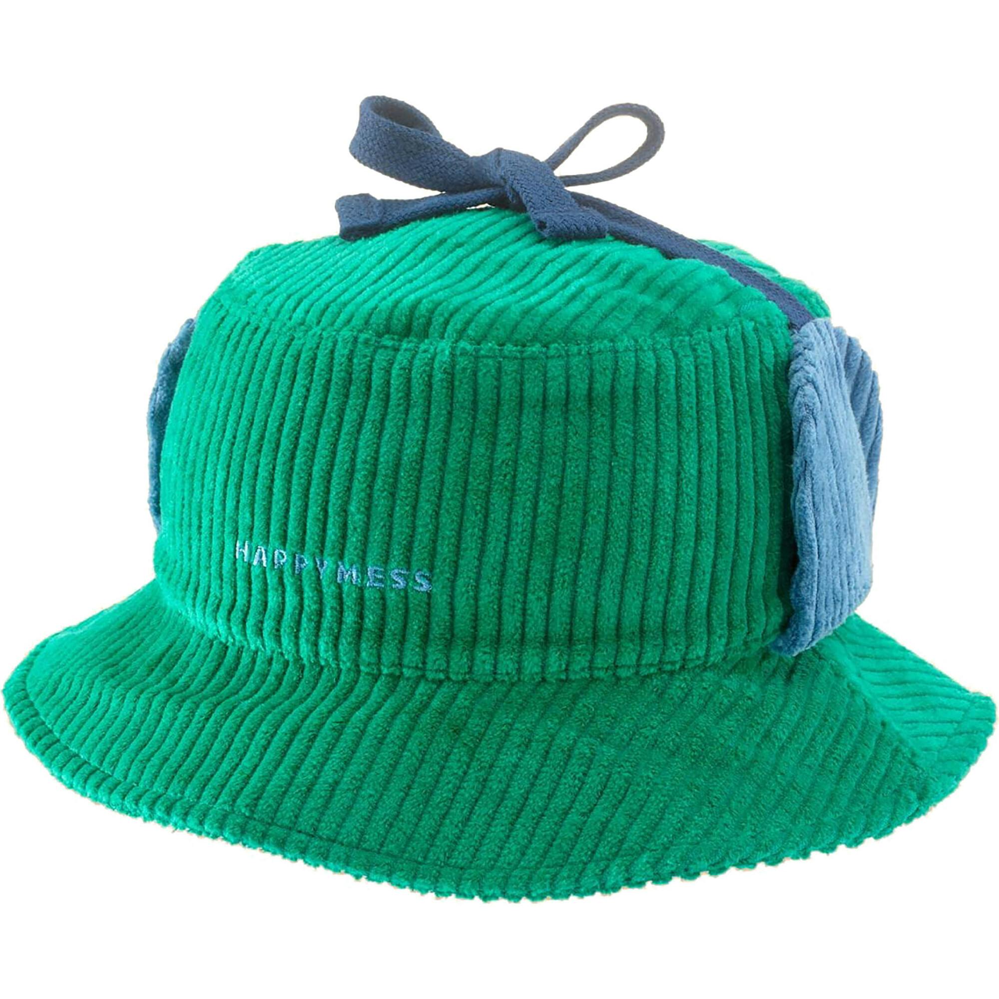 children's corduroy hat - jungle green + bluebird