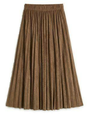 Midi Length Crinkle Pleating Skirt